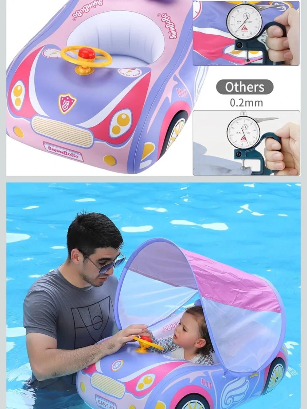 Baby kids Inflatable floating car for pool
